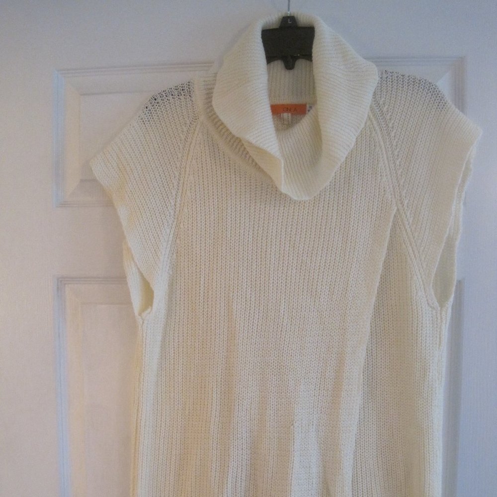 ONE A IVORY CHUNKY KNIT FLYAWAY COWL NECK SWEATER